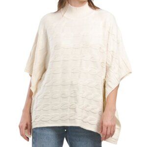 NWT Cyrus Cream Cable Knit Rayon Blend Super Soft Poncho Sweater Cape XS